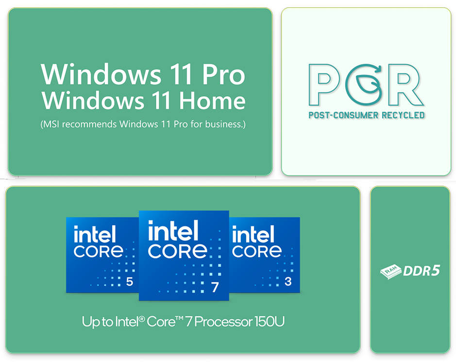 MSI Desktop Computer Cubi NUC 1MG-010US Intel Core 3 100U 8GB DDR5